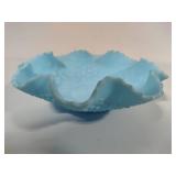FENTON Blue Ruffled Custard Bowl