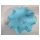 FENTON Blue Ruffled Custard Bowl