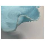 FENTON Blue Ruffled Custard Bowl