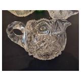 Heisey Green Glass Creamer & Asst Crystal Creamer/Sugar Bowls