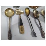 Green Round Pegleg Salt Shaker & Misc Silver Plated/Etc