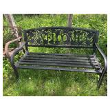 Outdoor Metal Garden Bench with Welcome Design