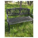 Outdoor Metal Garden Bench with Welcome Design