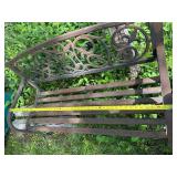 Cast Iron Outdoor Garden Bench with Ornate Backrest