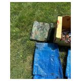 Set of Blue and Camouflage Tarps with Assorted Cords