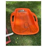 Lot of 3 Sleds: Flexible Flyer F021 and Two Plastic Toboggans