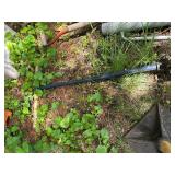 Group of Manual Garden Tools Including Post Hole Digger, Post Driver, and Tamper