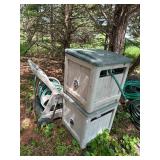 Set of 2 Hose Reels with Storage Box and a Portable Hose Reel with Hoses