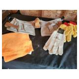 Sears Leather Tool Belt with Work Gloves and Cloth Towels