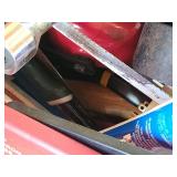 Assorted Hand Tools and Hardware in Red Storage Bin