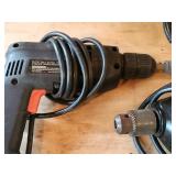 Collection of Vintage and Modern Drills with Red Vice