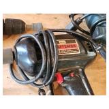 Collection of Vintage and Modern Drills with Red Vice