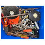 Assorted Hardware and Hand Tools Lot in Storage Bins