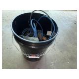 Collection of Bungee Cords and Adjustable Cord with Black Bucket