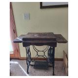Antique Treadle Sewing Machine Table with Cast Iron Base
