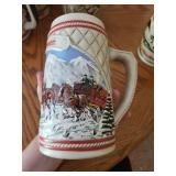 Set of 3 Budweiser Collectible Steins - Los Angeles 1984 Olympics & Clydesdales Design