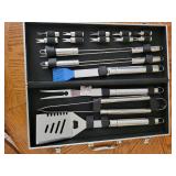 Stainless Steel BBQ Grill Tool Set with Aluminum Case
