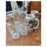 Collection of Glass and Ceramic Mugs and Glassware