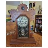Antique Wooden Mantel Clock with Roman Numerals