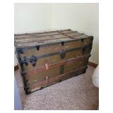Antique Wood and Metal Steamer Trunk