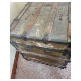 Antique Wood and Metal Steamer Trunk