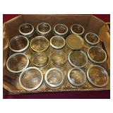 Collection of 34 Assorted Kerr and Ball Mason Jars with Lids