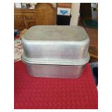 Set of Wear-Ever Aluminum Roaster with Rack and Enamelware Covered Roaster
