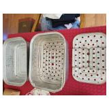Set of Wear-Ever Aluminum Roaster with Rack and Enamelware Covered Roaster