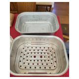 Set of Wear-Ever Aluminum Roaster with Rack and Enamelware Covered Roaster
