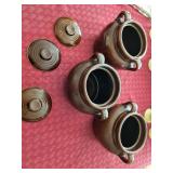 Set of 3 Vintage Brown Ceramic Bean Pots with Lids