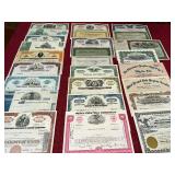 Collection of Vintage Stock Certificates from Various Companies