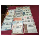 Collection of 22 Vintage Stock and Bond Certificates