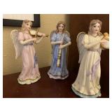 Set of 3 Porcelain Angel Figurines with Musical Instruments
