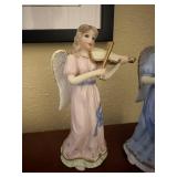 Set of 3 Porcelain Angel Figurines with Musical Instruments