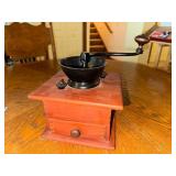 Vintage Manual Coffee Grinder with Wooden Base