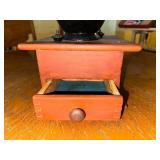 Vintage Manual Coffee Grinder with Wooden Base