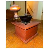 Vintage Manual Coffee Grinder with Wooden Base