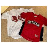 Set of 2 Joe Mauer Baseball Jerseys - American League and Minnesota Twins