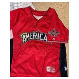 Set of 2 Joe Mauer Baseball Jerseys - American League and Minnesota Twins