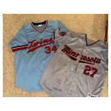Set of 2 Minnesota Twins Baseball Jerseys - Hardy #27 and Puckett #34
