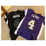 Set of 2 Brett Favre Sports Jerseys - Purple and Black