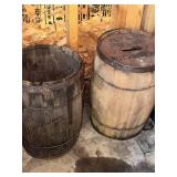 Pair of Rustic Wooden Barrels