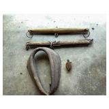 Antique Leather Horse Collar with Wooden Double Tree and Block
