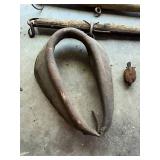 Antique Leather Horse Collar with Wooden Double Tree and Block