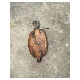 Antique Leather Horse Collar with Wooden Double Tree and Block