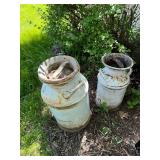 Pair of Vintage Metal Milk Cans
