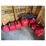 Collection of Red Gas Cans with Turbo Pump Automatic Liquid Transfer Pump