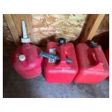 Collection of Red Gas Cans with Turbo Pump Automatic Liquid Transfer Pump