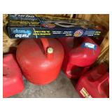 Collection of Red Gas Cans with Turbo Pump Automatic Liquid Transfer Pump