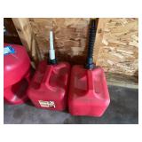 Collection of Red Gas Cans with Turbo Pump Automatic Liquid Transfer Pump